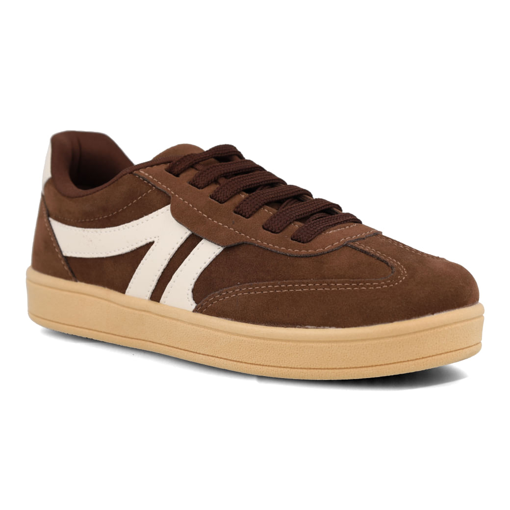 Tênis feminino Done Head cor café vista frontal para ajuste